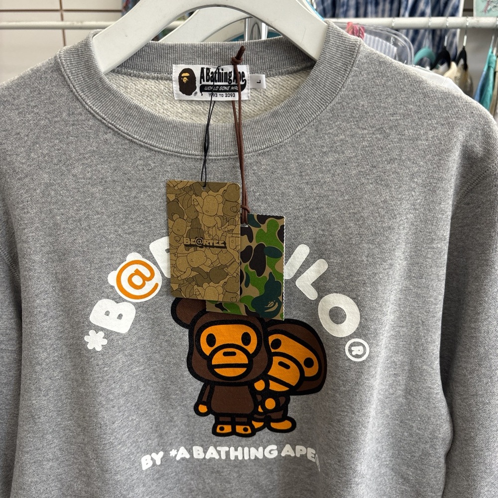 Bape Gray Sweatshirt with Brown and Orange Graphic